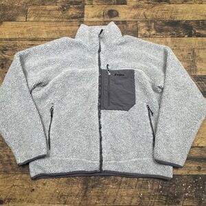 Eastern Mountain Sports Womens Sherpa Jacket Gray Full‎ Zip Pockets XL Gorpcore